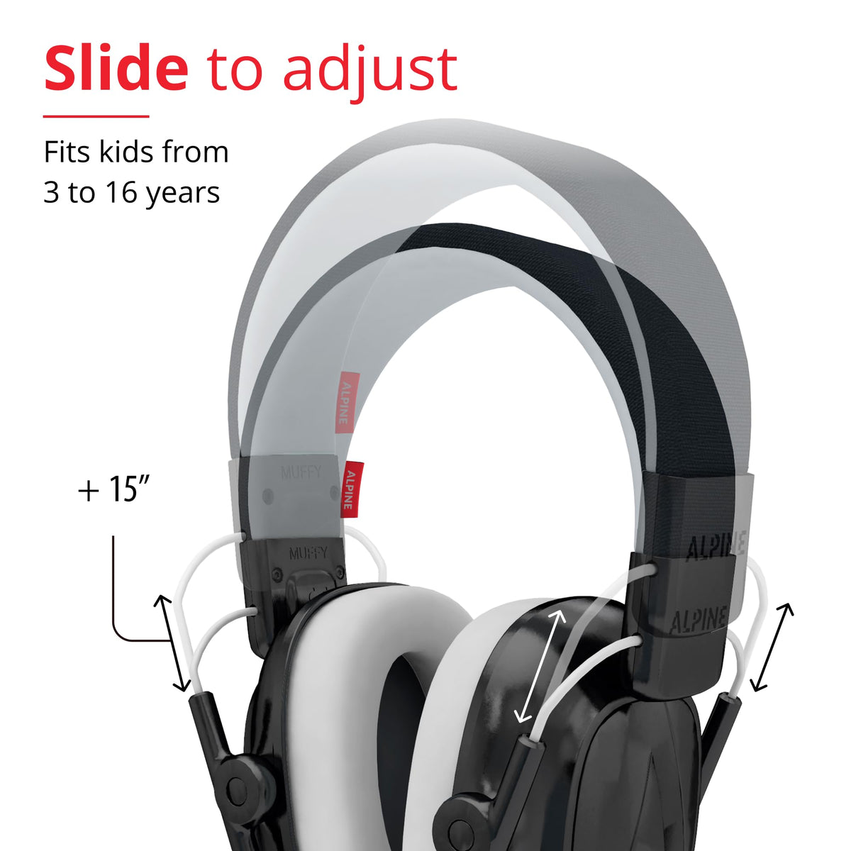 Adjustable headband on Alpine Muffy Kids ensuring a snug grow-with-them fit.