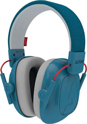 Alpine Muffy Kids blue on-ear headphones for safe listening in loud environments.