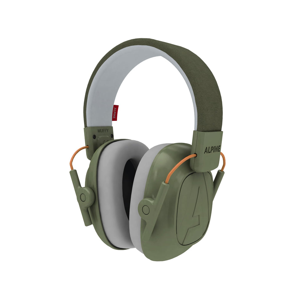 Alpine Muffy Kids headphones worn by a child for noise reduction.