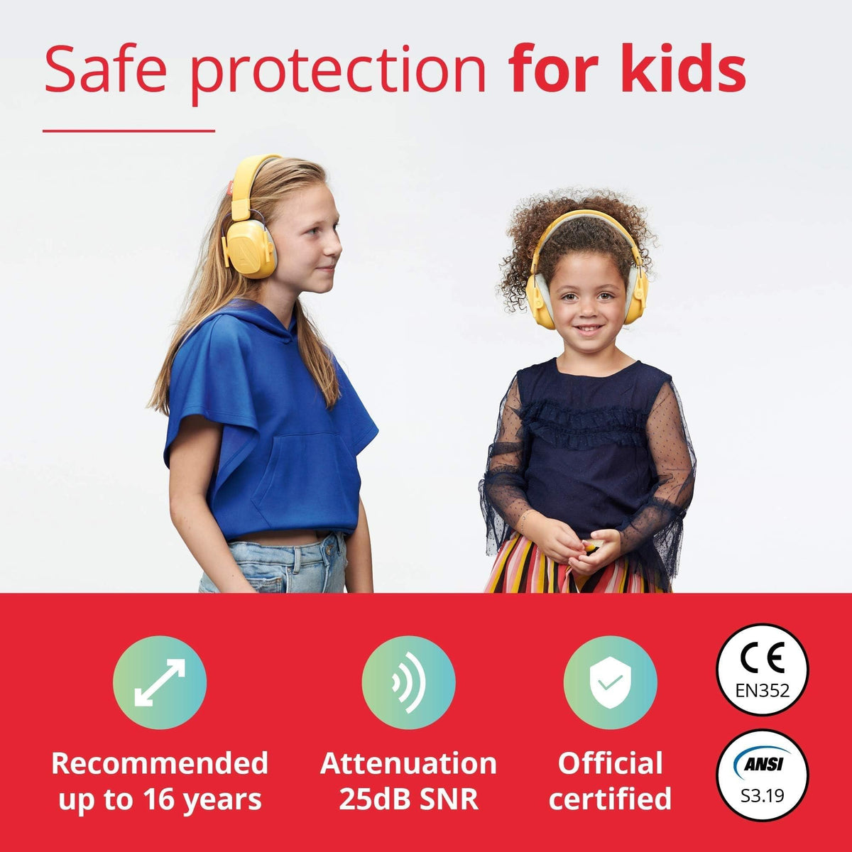 Alpine Muffy Kids noise-cancelling technology helps focus during study or travel.