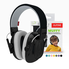 Alpine Muffy Kids packaging with travel bag, highlighting portability and protection on the go.