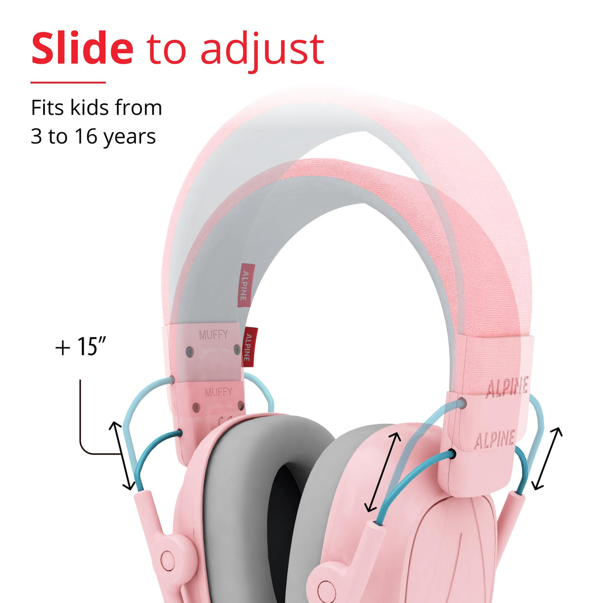 Soft ear cups on Alpine Muffy Kids for gentle all-day wear.