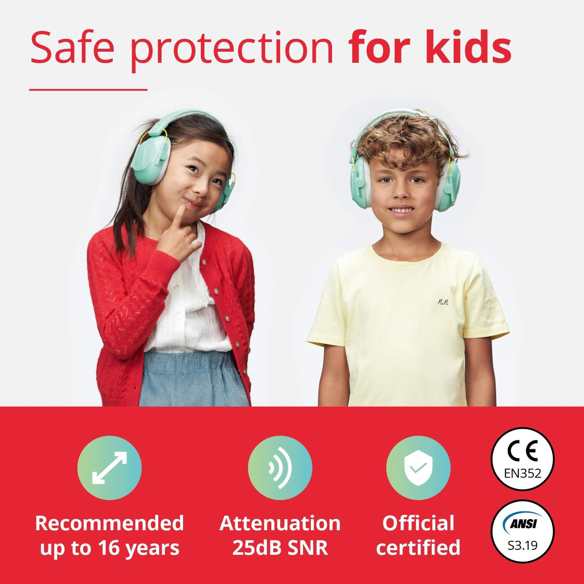 Alpine Muffy Kids soft earcups for gentle pressure and long-lasting comfort.