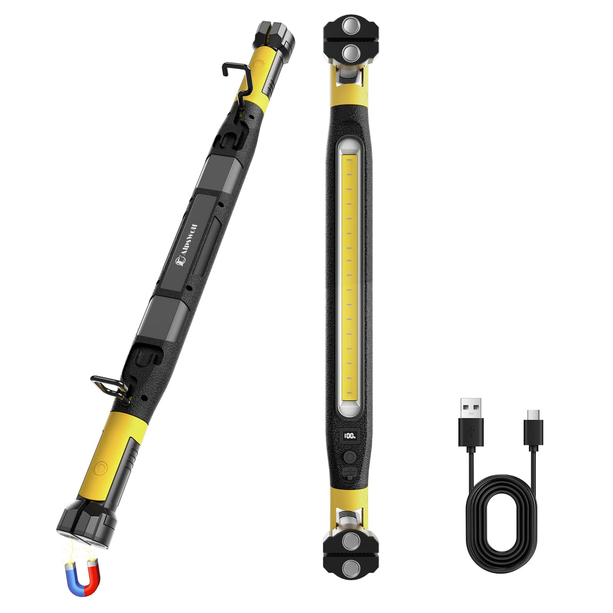 AlpsWolf magnetic work light 3000lm front view for engine bays and tight spaces.