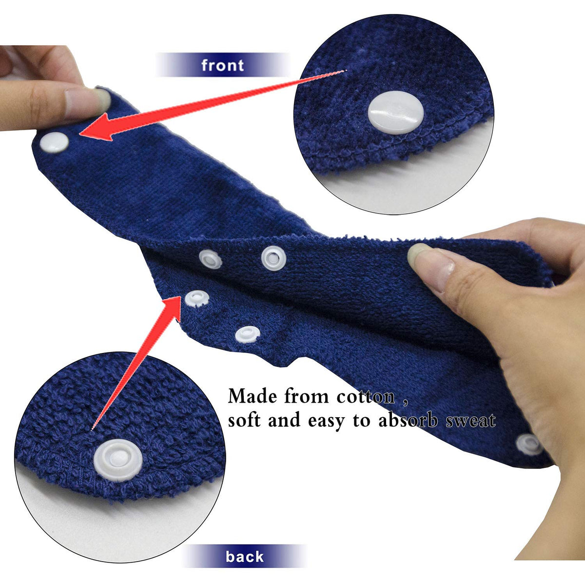 Alpurple snap-on closure secures fit on hard hats.