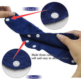 Alpurple snap-on closure secures fit on hard hats.