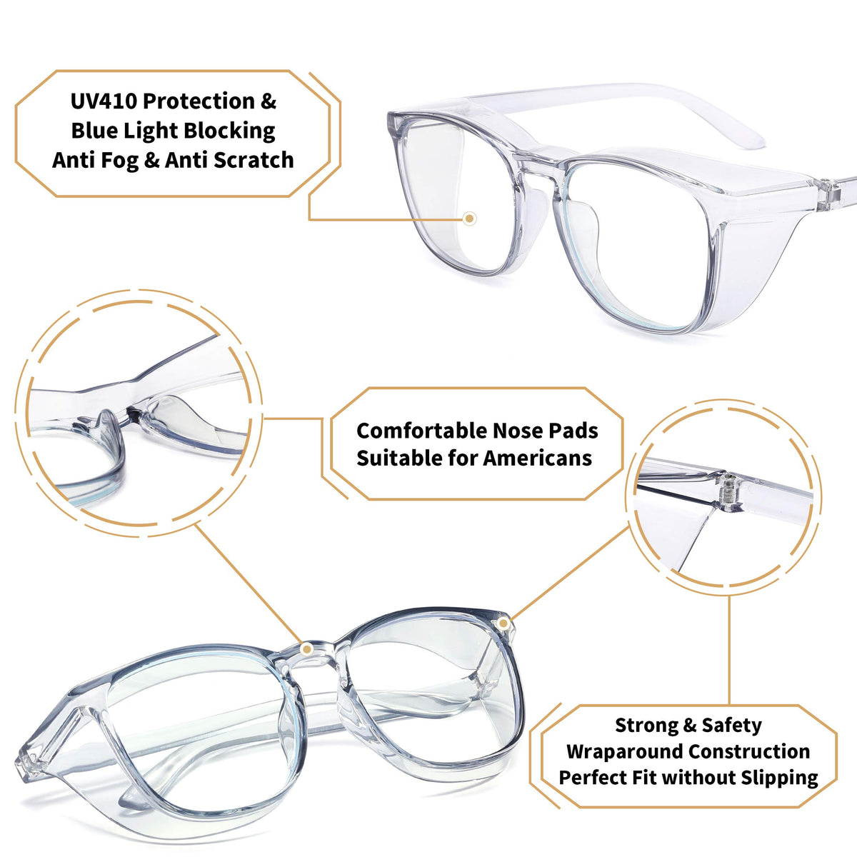 Alsenor safety glasses blue light blocking lenses for comfortable screen use