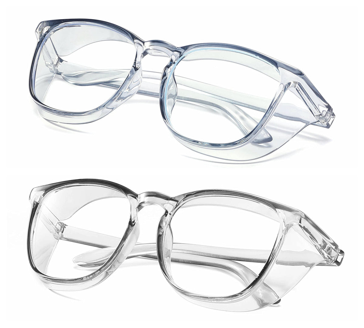 Alsenor safety glasses front view with blue and grey frames for daily protection