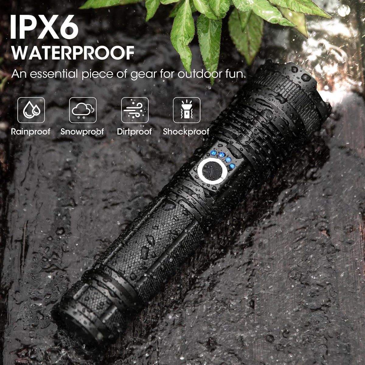 ALSTU flashlight battery and charging port for quick power-ups