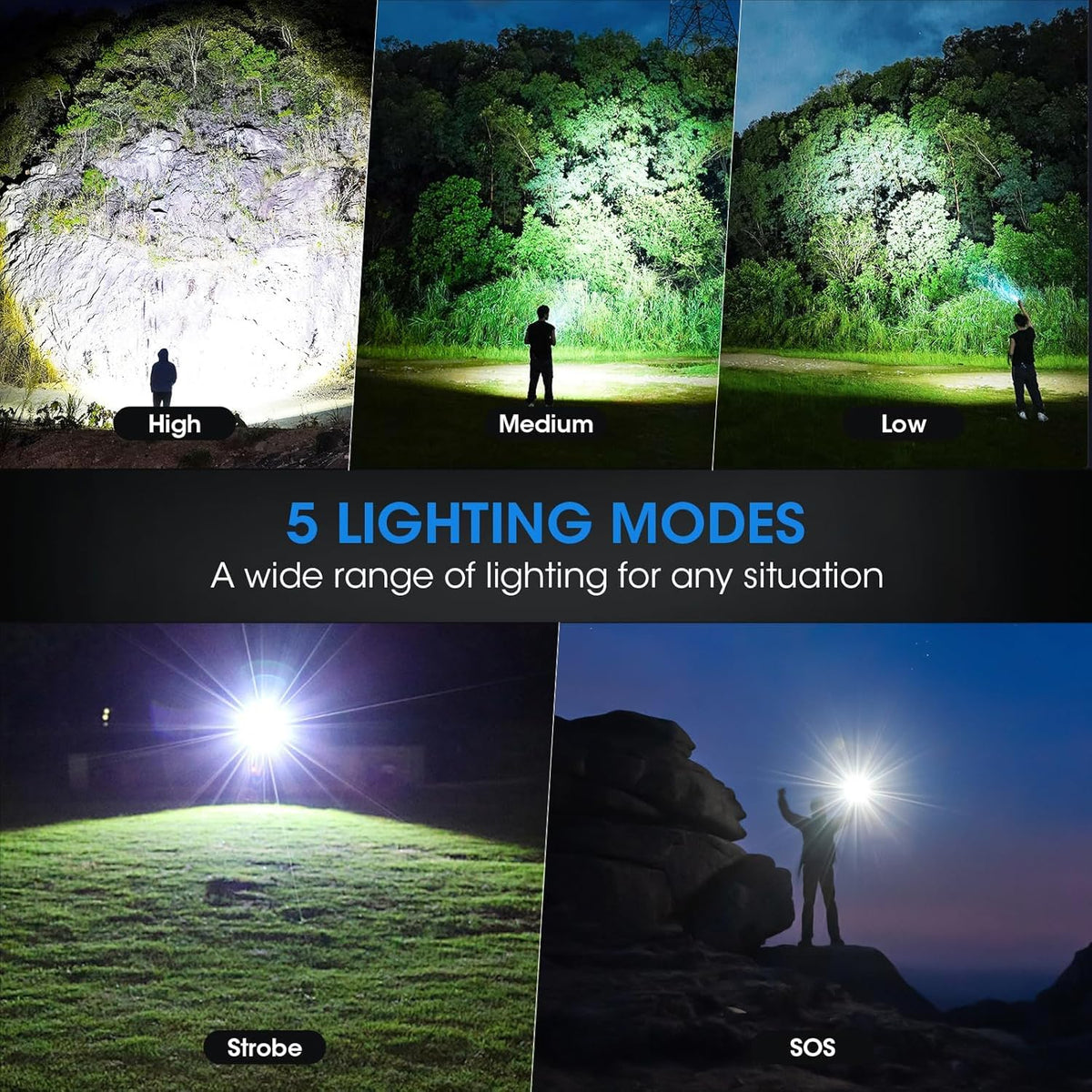 ALSTU flashlight five-modes switch enables adaptable lighting for tasks