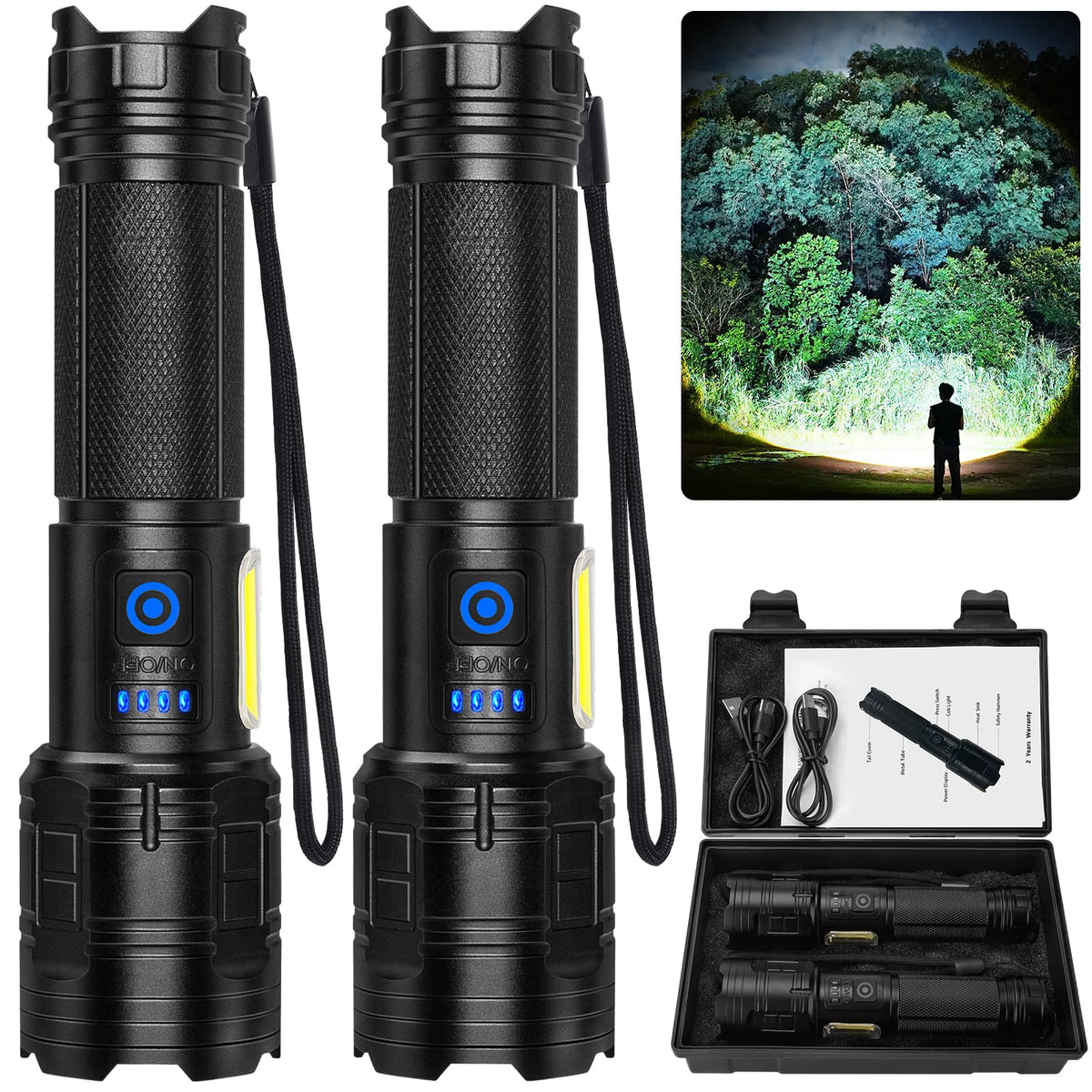 ALSTU flashlight rechargeable 99k lumen beam for wide-area illumination