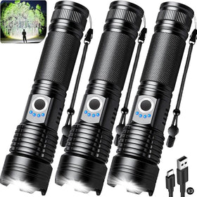 ALSTU rechargeable flashlight with ultra-bright beam for night camping