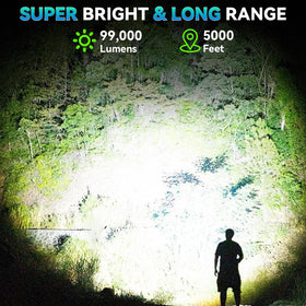 ALSTU Rechargeable Spotlight demonstrates powerful distance illumination for distant objects.