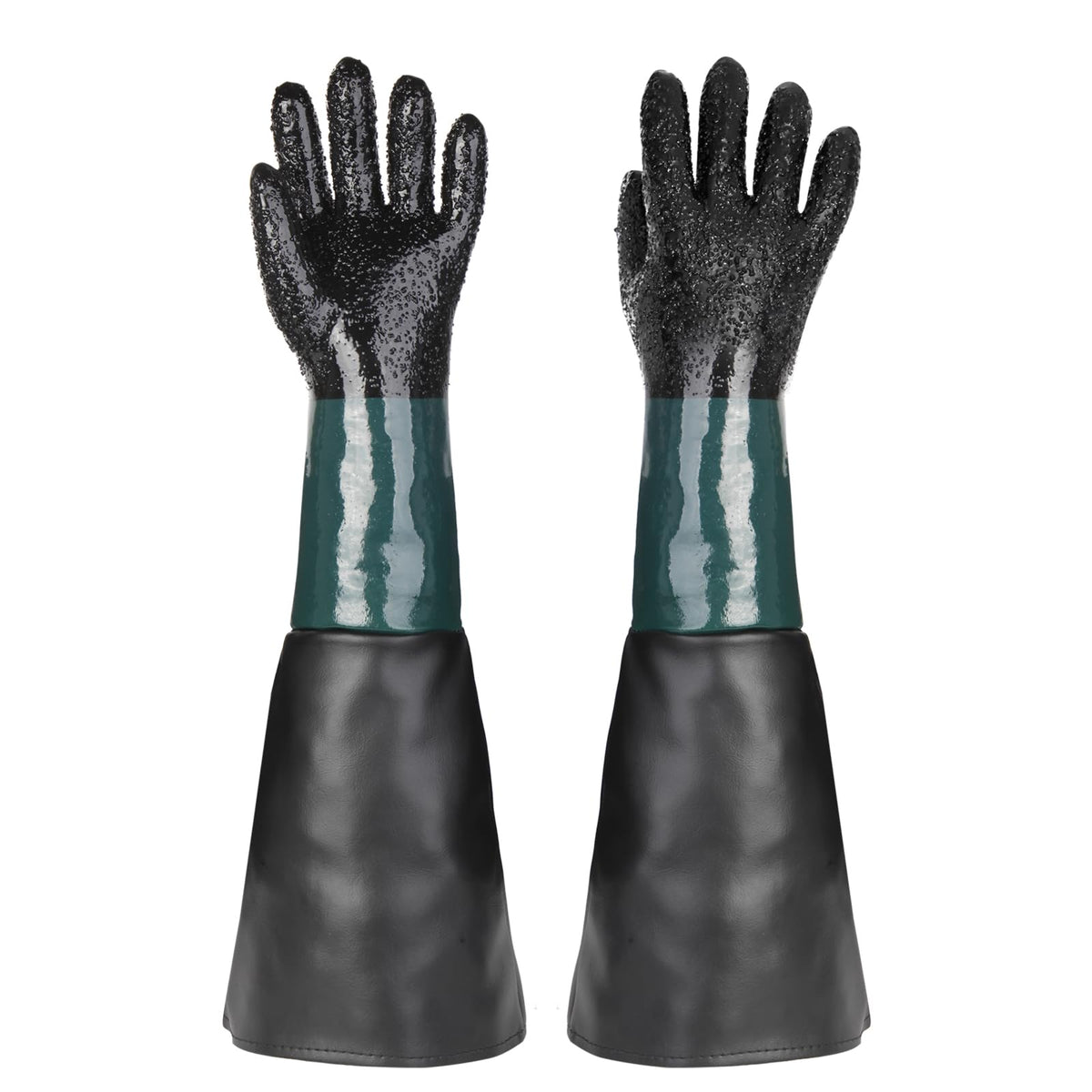 Altozor 23-6-inch blast gloves pair shown front view for cabinet use