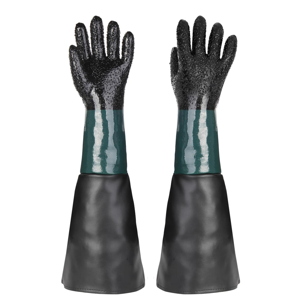 Altozor 23-6-inch blast gloves pair shown front view for cabinet use