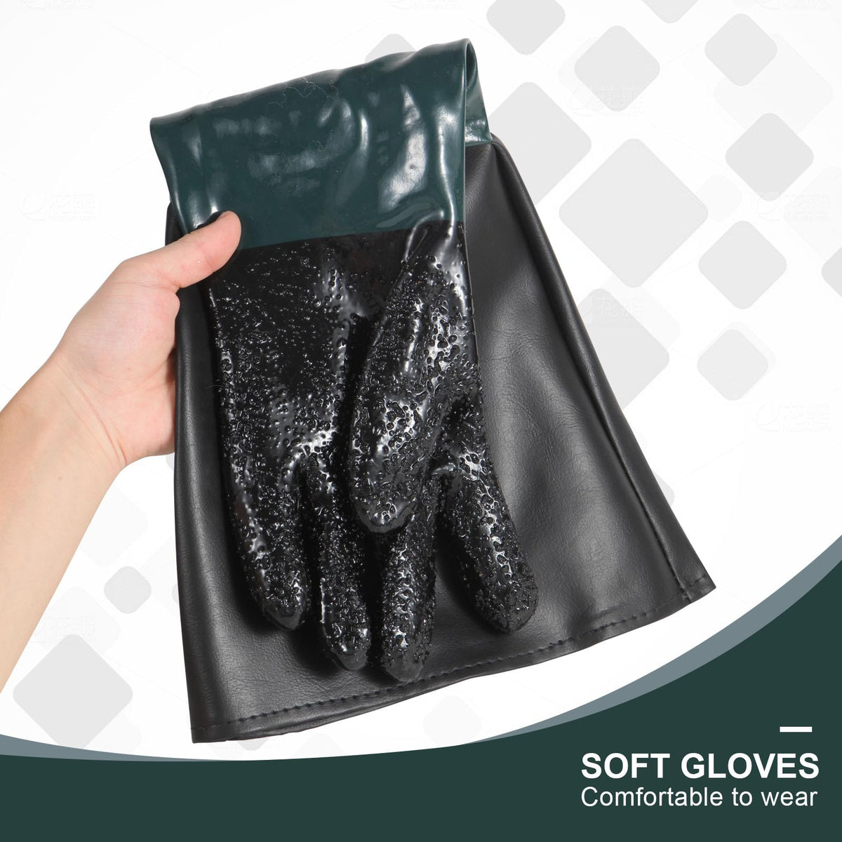 Extended 60 cm length protects wrists during abrasive work