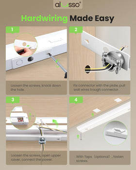 120V hardwired ALUSSO kitchen light installed under cabinets