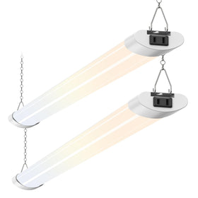 ALUSSO LED shop light 4ft delivers bright ambient lighting for garages and workshops.