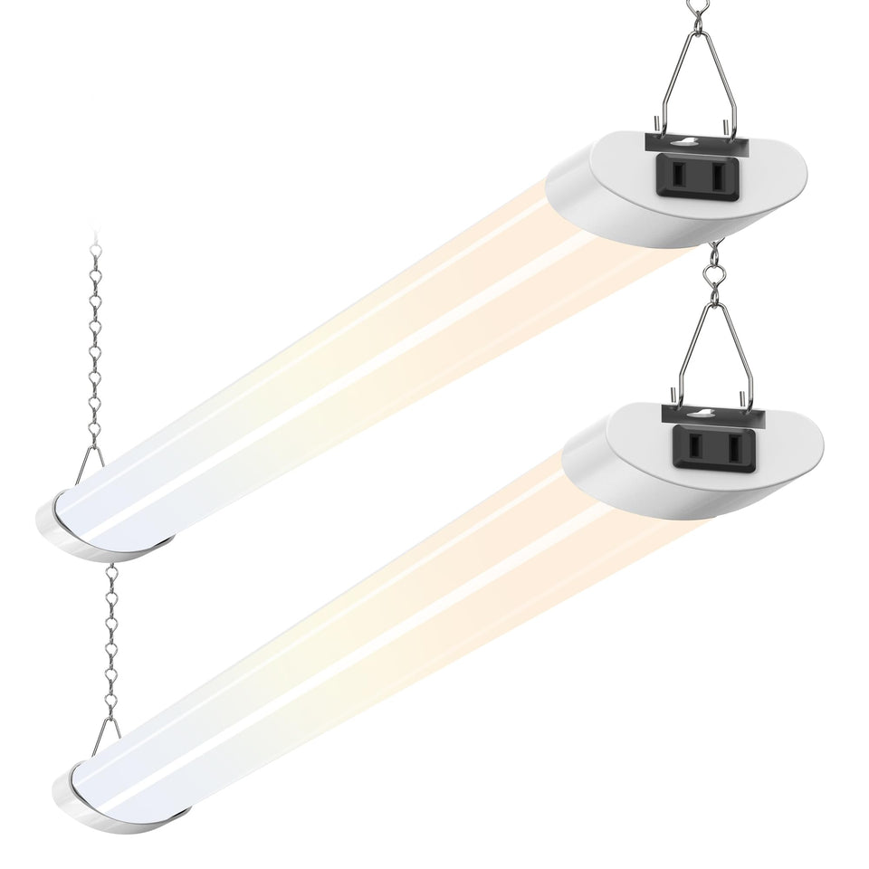 ALUSSO LED shop light 4ft delivers bright ambient lighting for garages and workshops.