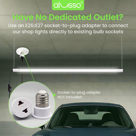 ALUSSO LED shop light 4ft includes a two-pack with cord and on/off switch.