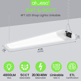 ALUSSO 4ft lights 4800lm illuminate busy workshop tasks.