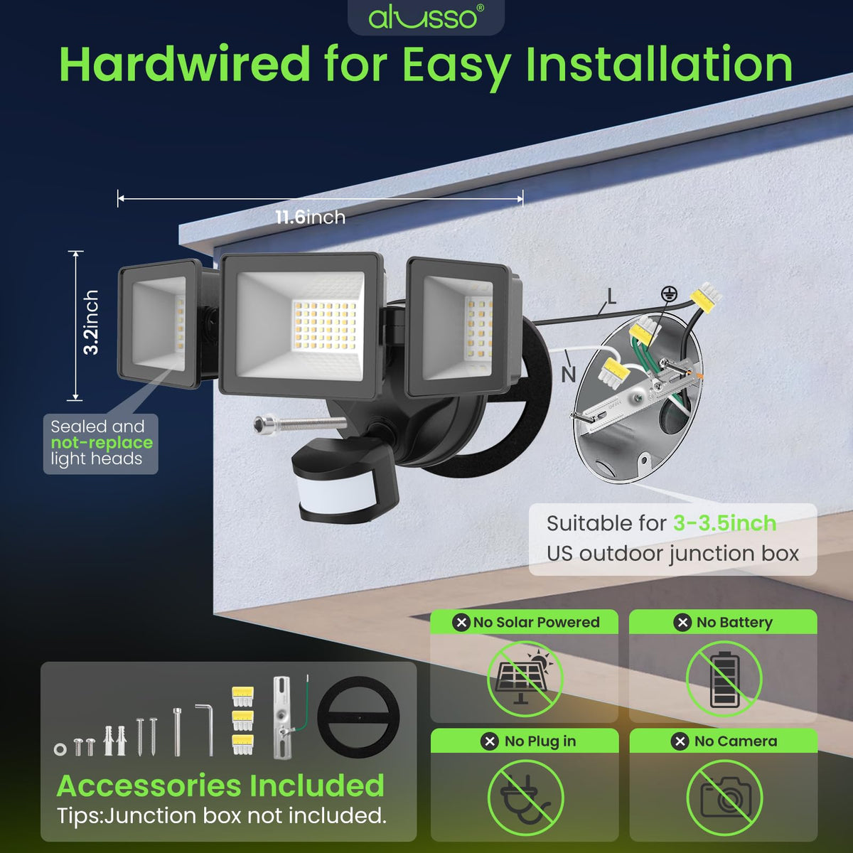 ALUSSO motion sensor outdoor light side angle with adjustable head
