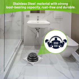 Aluvor shower drain cover measuring 6.85 inches for drain fit.