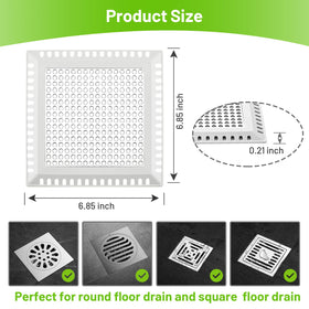 Aluvor shower drain cover showing silicone edge for a tight fit.