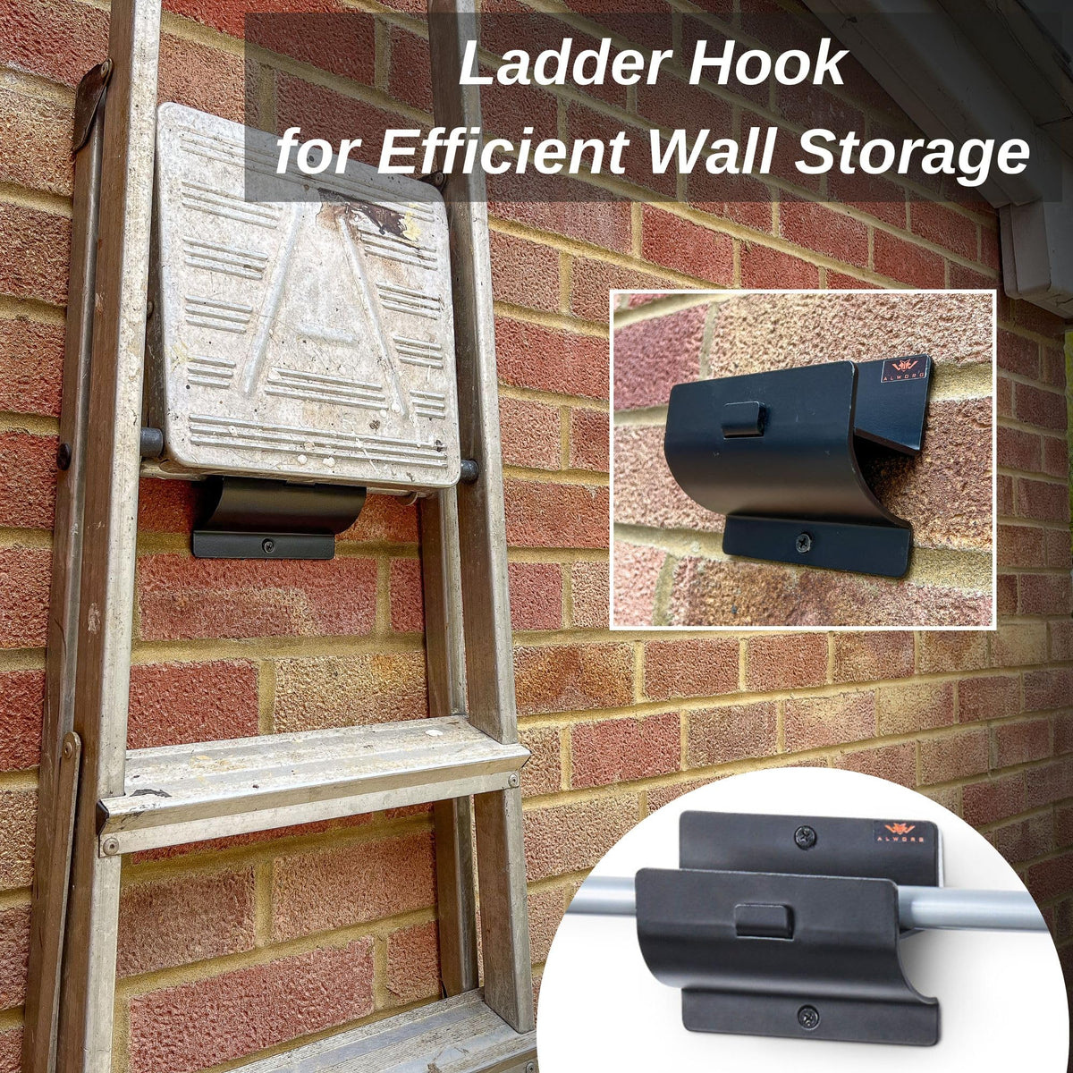 ALWORG ladder hanger keeps folding chairs accessible and off floor