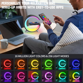 ALYNIC lamp shows color options and light modes for mood lighting.