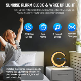 ALYNIC lamp sunrise alarm gradually brightens the room for gentle mornings.