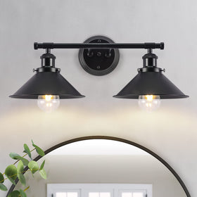 Alynzee vanity light 20-inch two-light matte black over mirror for clear makeup tasks.
