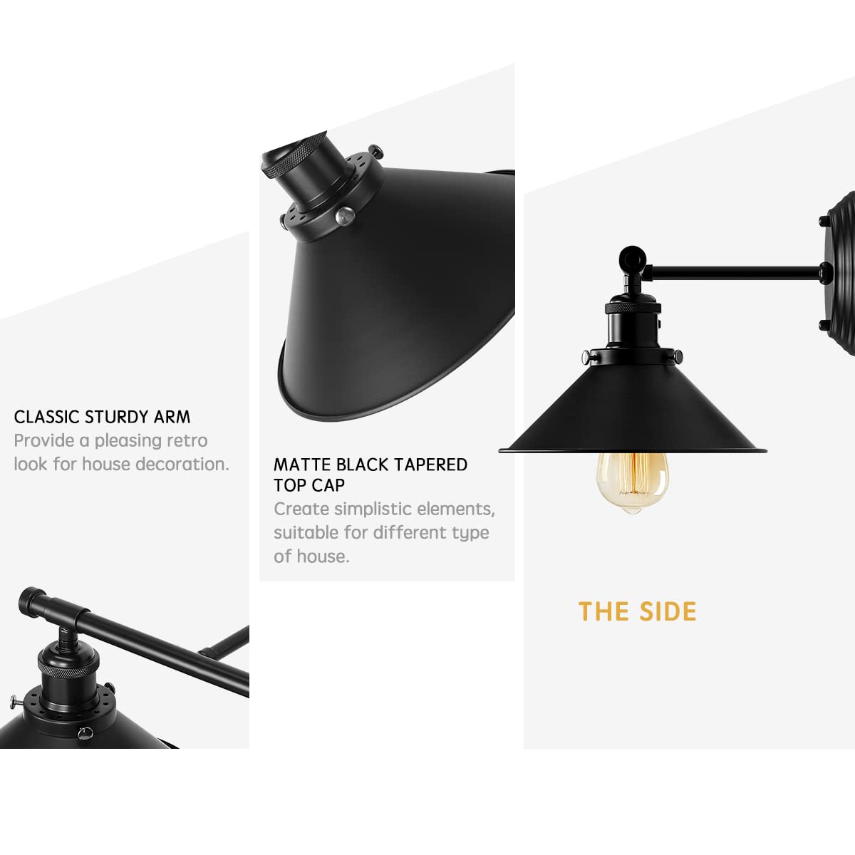 Alynzee industrial rustic wall sconce in matte black for modern bathroom ambience.