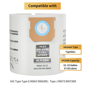 ALYYDBG VF2008-compatible bags prevent dust leaks during disposal.