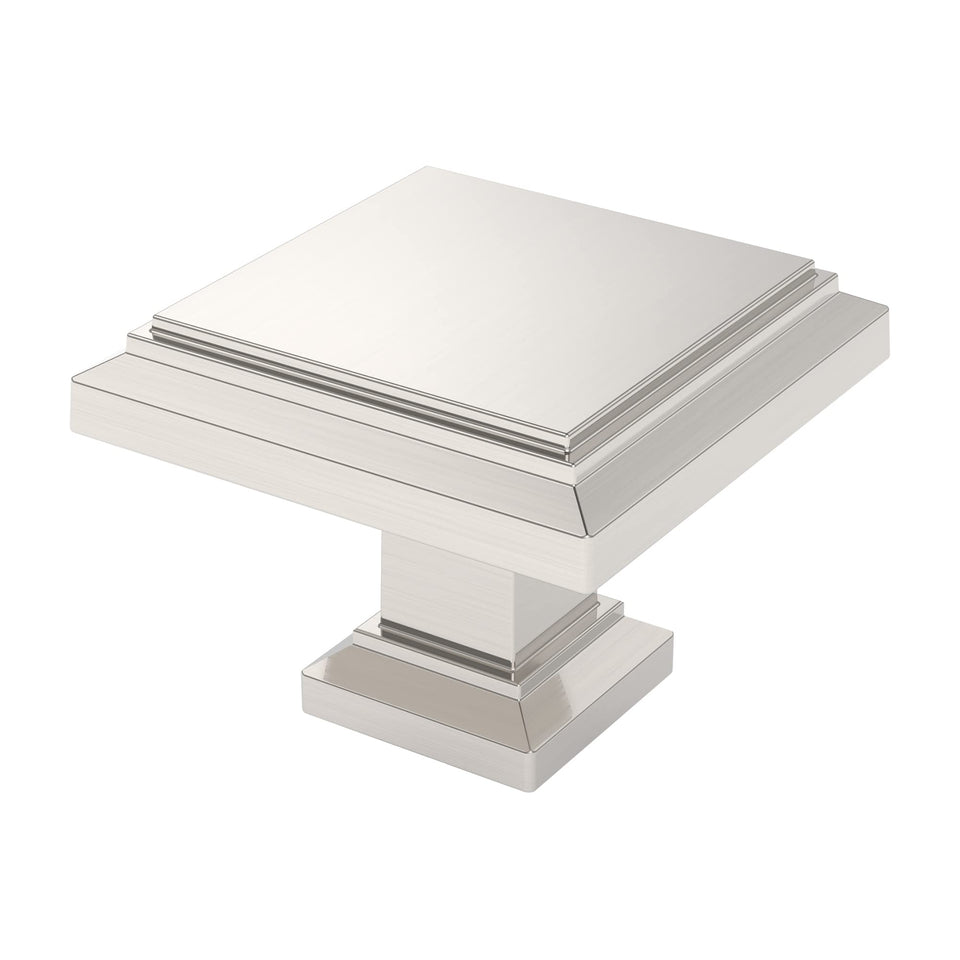 Alzassbg cabinet knob front view with modern brushed finish