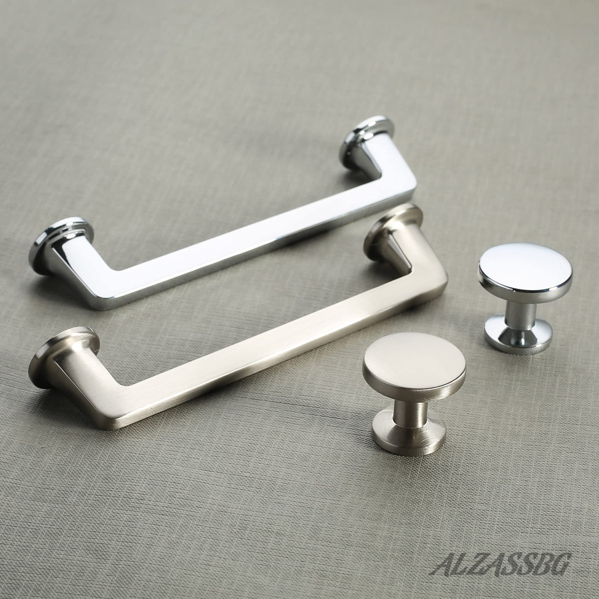 Alzassbg polished chrome drawer knob ideal for refreshing furniture.