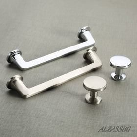 Alzassbg polished chrome drawer knob ideal for refreshing furniture.