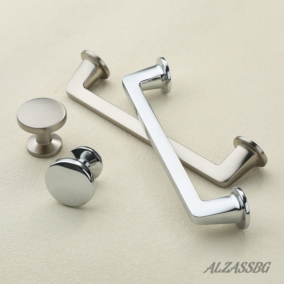 Alzassbg polished chrome kitchen cabinet knob adds modern flair.