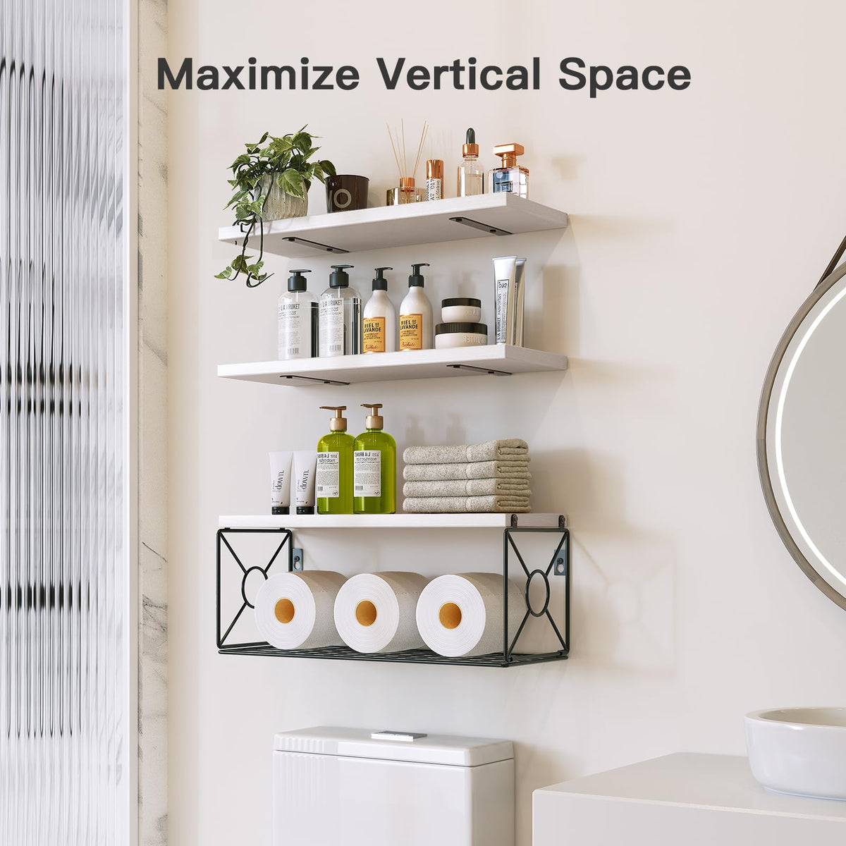 AMADA three-piece white wall shelves showcase clean style and versatile storage