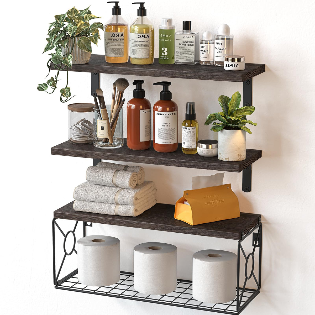 AMADA HOMEFURNISHING bathroom shelf over toilet with storage basket for easy access