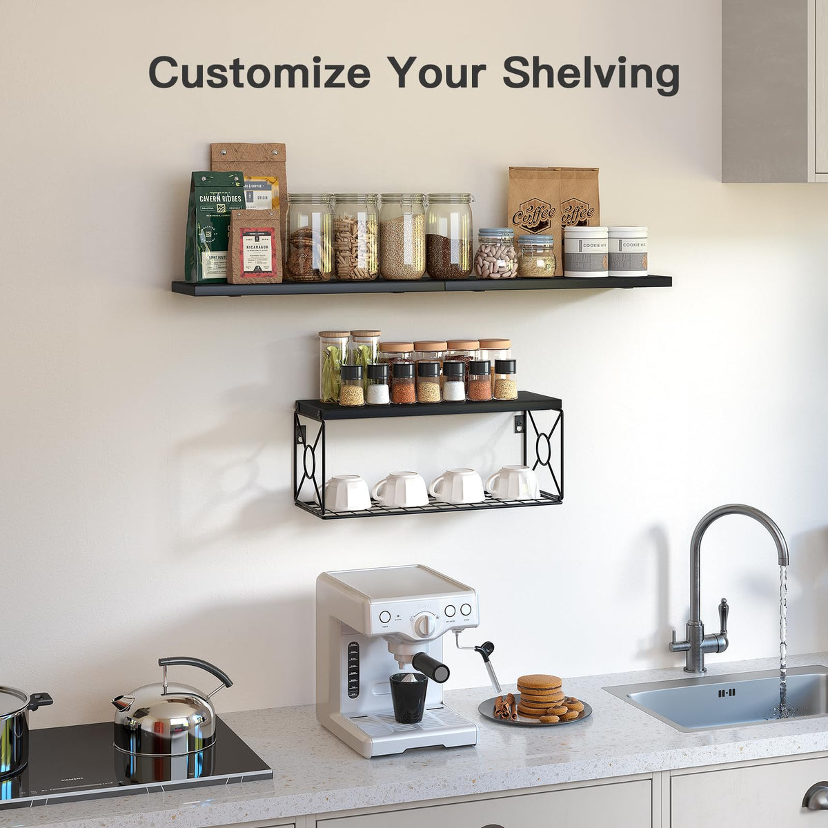 AMADA HOMEFURNISHING storage basket shelf combo supports up to 22 lbs.