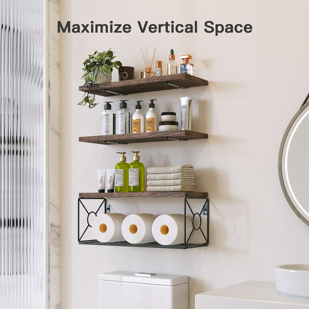 AMADA vertical wall shelves maximize small spaces and display photos or plants