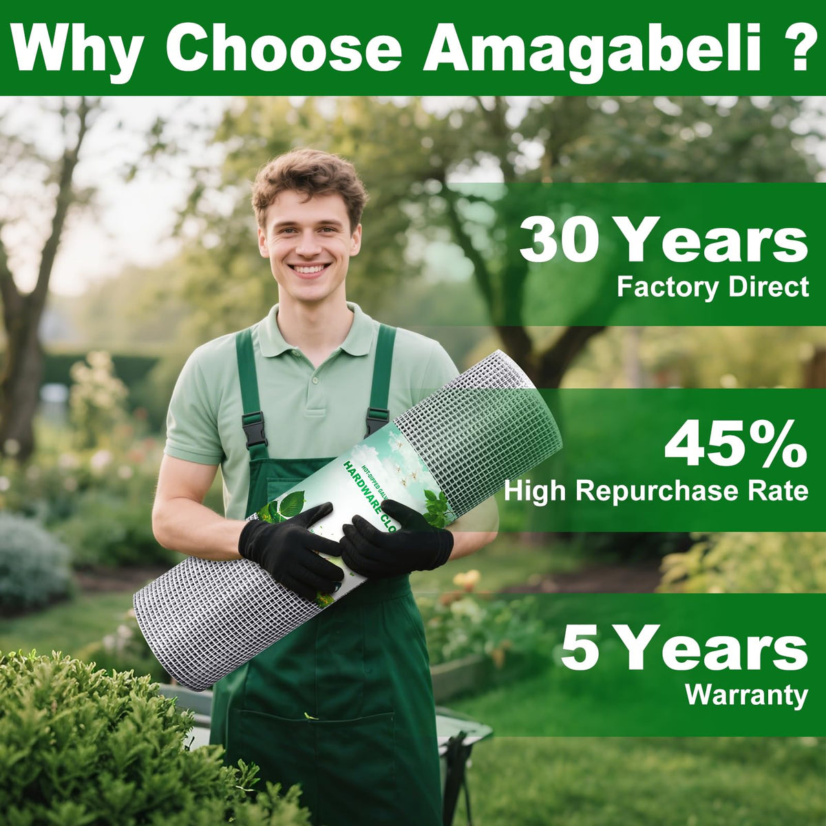 AMAGABELI Garden easy-cut mesh simplifies sizing with scissors for customization.