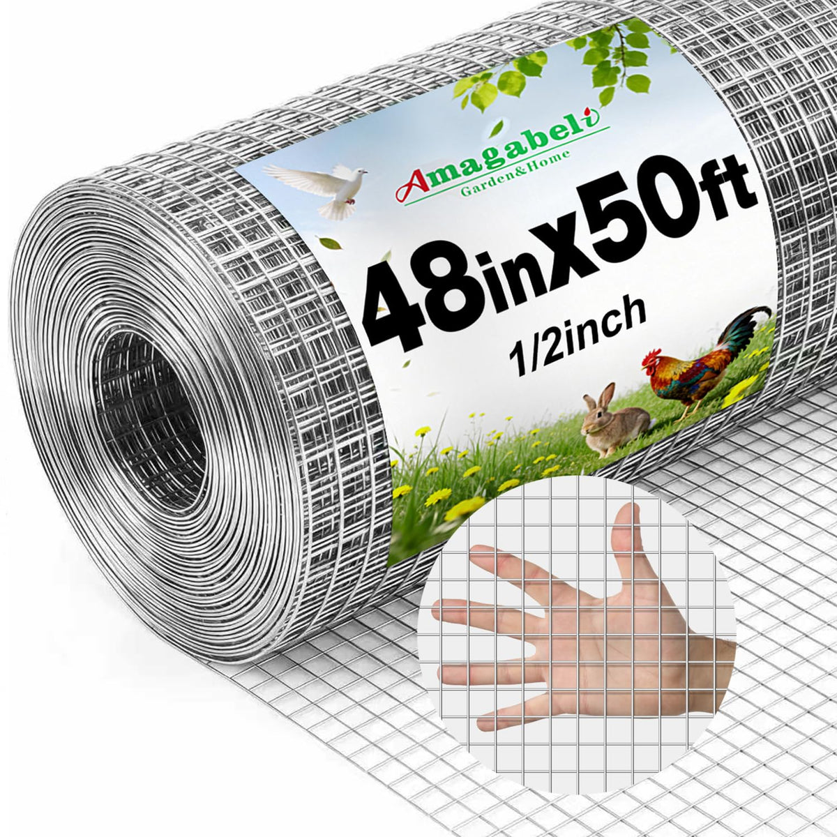 AMAGABELI Garden wire mesh 1/2-inch fence roll protects crops from small pests.