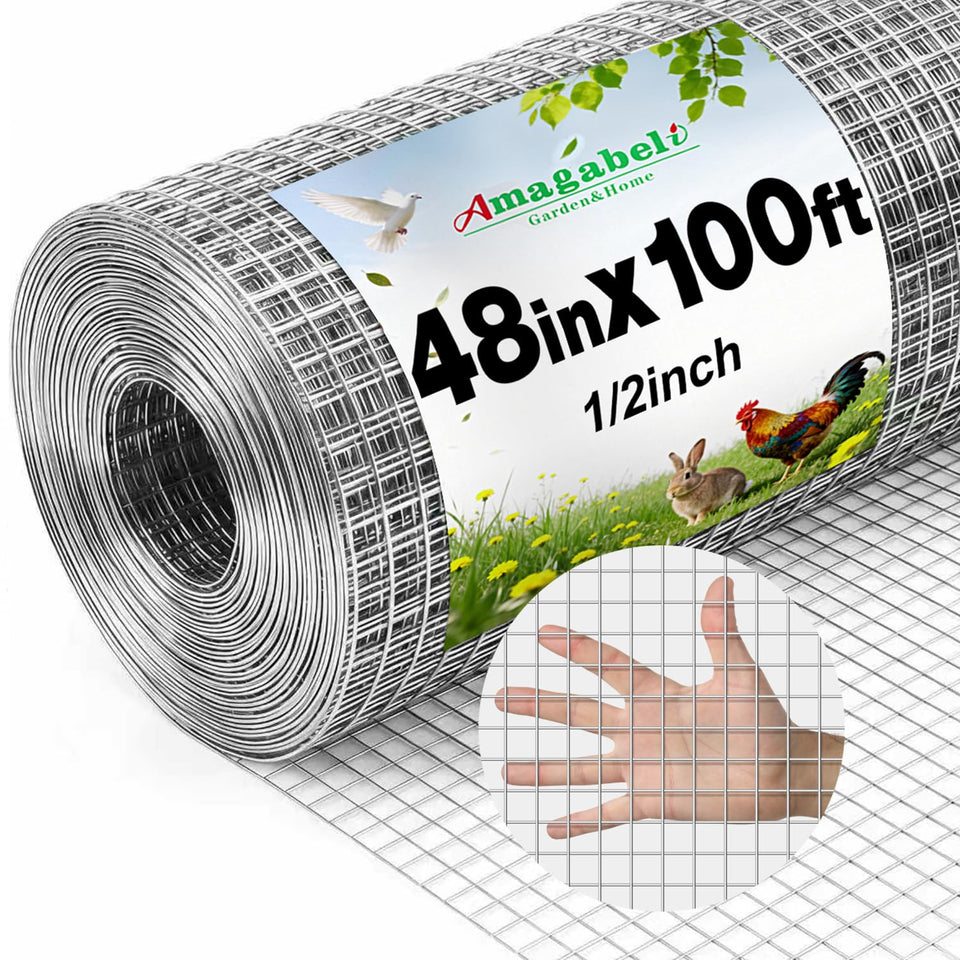 AMAGABELI hardware cloth half-inch mesh roll protects crops and beds from pests.