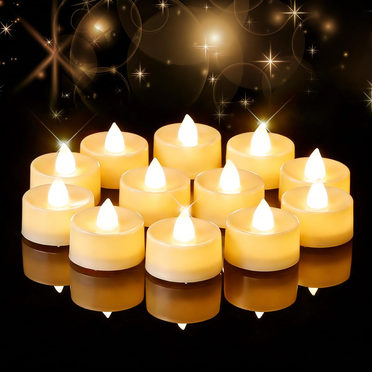 Amagic 50-pack battery tea lights glow warmly for romantic table decor