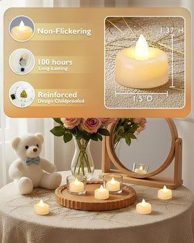 Amagic flameless tealights mimic real candles in breeze.