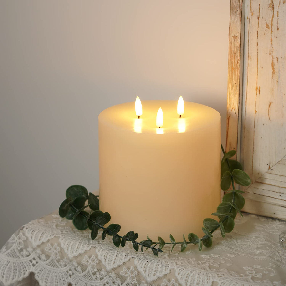 Amagic ivory real-wax shell adds warm, traditional decor feel.