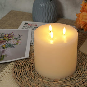Amagic LED candle with remote control for quick brightness adjustments.