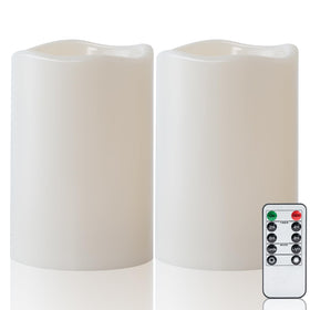 Amagic outdoor flameless candle 6x4 ivory for weatherproof garden decor.